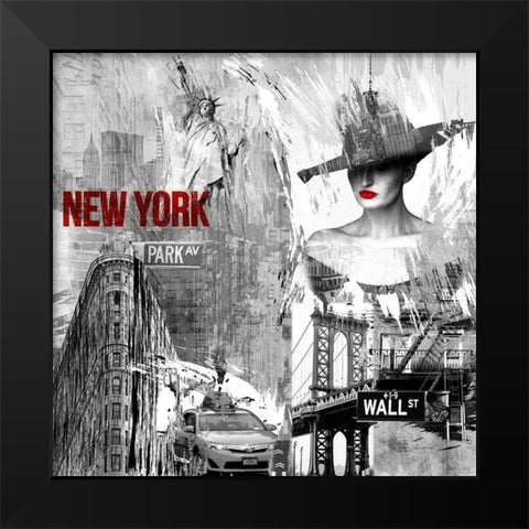 New York New York 2 Black Modern Wood Framed Art Print by Allen, Kimberly