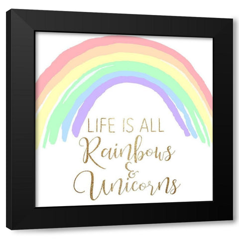Life is all Unicorns 2 v2 Black Modern Wood Framed Art Print by Allen, Kimberly