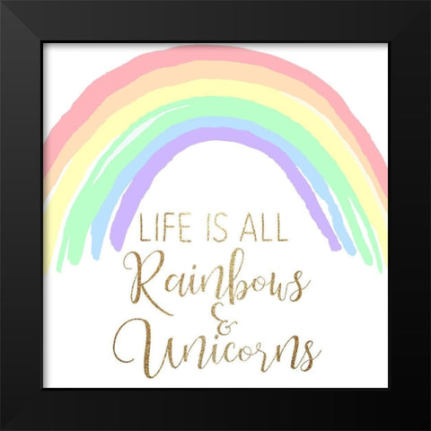 Life is all Unicorns 2 v2 Black Modern Wood Framed Art Print by Allen, Kimberly