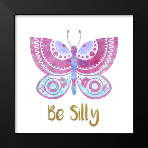 Be Happy Butterfly 2 Black Modern Wood Framed Art Print by Allen, Kimberly
