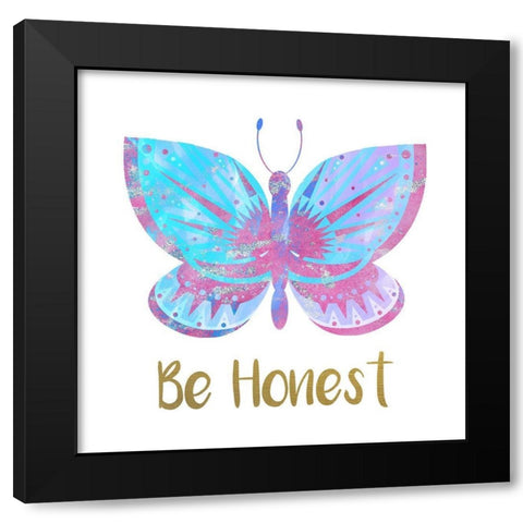 Be Happy Butterfly 3 Black Modern Wood Framed Art Print with Double Matting by Allen, Kimberly
