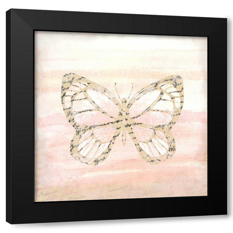 Butterfly Script 1 Black Modern Wood Framed Art Print by Allen, Kimberly