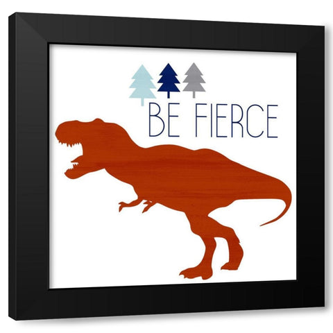 Brave Dino 3 Black Modern Wood Framed Art Print with Double Matting by Allen, Kimberly