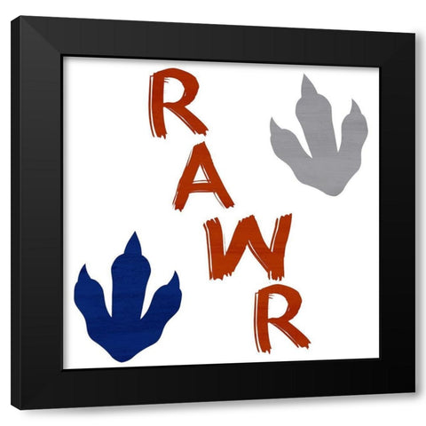 Brave Dino 4 Square Black Modern Wood Framed Art Print by Allen, Kimberly