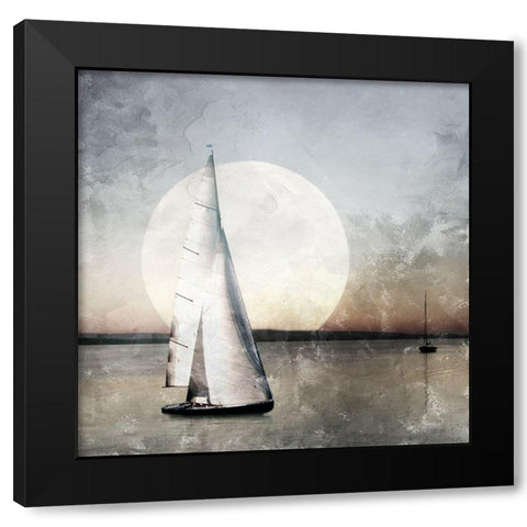 Moonlight Sail Black Modern Wood Framed Art Print with Double Matting by Allen, Kimberly