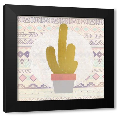 Ethnic Cactus 1 Black Modern Wood Framed Art Print with Double Matting by Allen, Kimberly