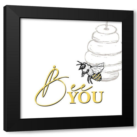 Bee 2 Black Modern Wood Framed Art Print with Double Matting by Allen, Kimberly