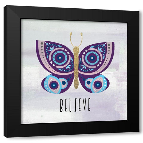 Patterned Butterfly 4 Black Modern Wood Framed Art Print by Allen, Kimberly