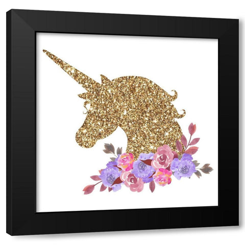 Sparkle Unicorn 2 Black Modern Wood Framed Art Print with Double Matting by Allen, Kimberly