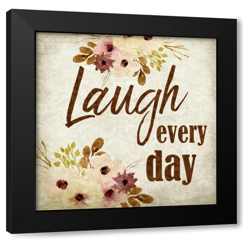 Laugh every Day Black Modern Wood Framed Art Print with Double Matting by Allen, Kimberly