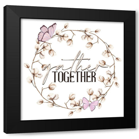 Gather Together Wreath Black Modern Wood Framed Art Print with Double Matting by Allen, Kimberly