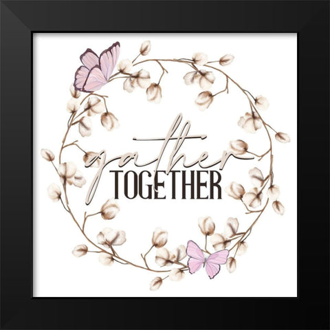 Gather Together Wreath Black Modern Wood Framed Art Print by Allen, Kimberly