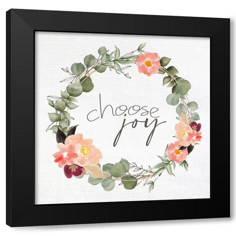 Choose Joy Wreath Black Modern Wood Framed Art Print by Allen, Kimberly