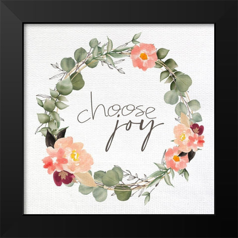 Choose Joy Wreath Black Modern Wood Framed Art Print by Allen, Kimberly