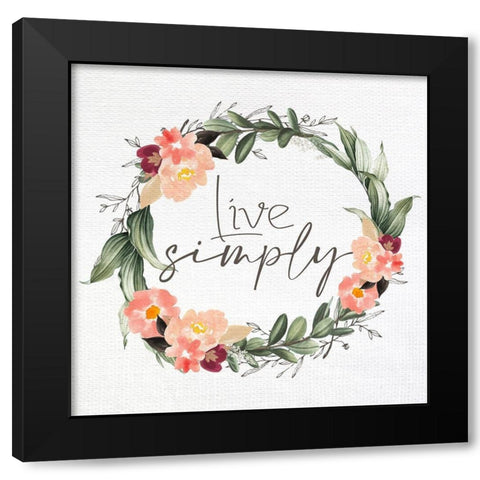 Live Simple Wreath Black Modern Wood Framed Art Print by Allen, Kimberly