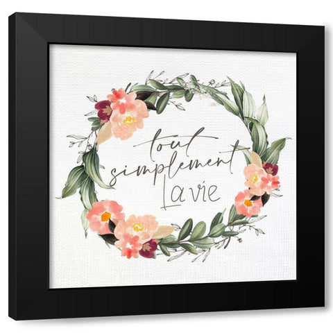 Tout Simplement Wreath Black Modern Wood Framed Art Print with Double Matting by Allen, Kimberly