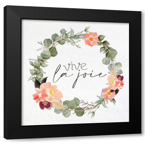 Vive la Joie Wreath Black Modern Wood Framed Art Print with Double Matting by Allen, Kimberly
