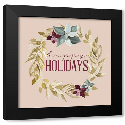 Happy Holidays Black Modern Wood Framed Art Print by Allen, Kimberly