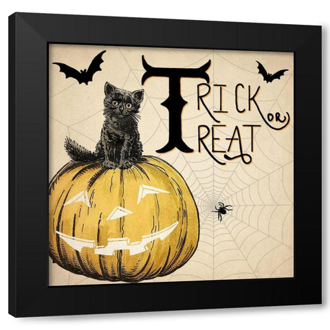Trick or Treat Cat Black Modern Wood Framed Art Print by Allen, Kimberly