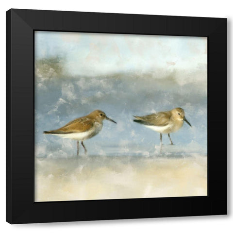 Sandpipers Black Modern Wood Framed Art Print with Double Matting by Allen, Kimberly