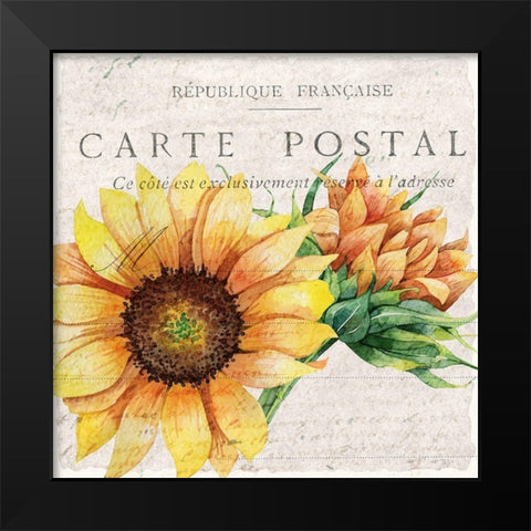 Sunflower Postcard 1 Black Modern Wood Framed Art Print by Allen, Kimberly