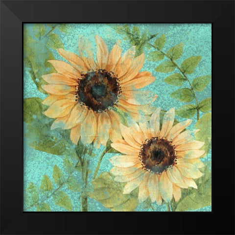 Sunflower Teal Black Modern Wood Framed Art Print by Allen, Kimberly