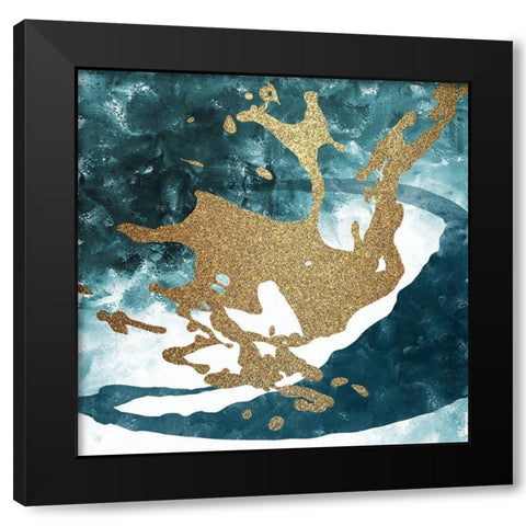 Teal Gold Splash 1 Black Modern Wood Framed Art Print by Kimberly, Allen