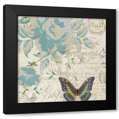 Carte Postal Floral 2 Black Modern Wood Framed Art Print with Double Matting by Allen, Kimberly
