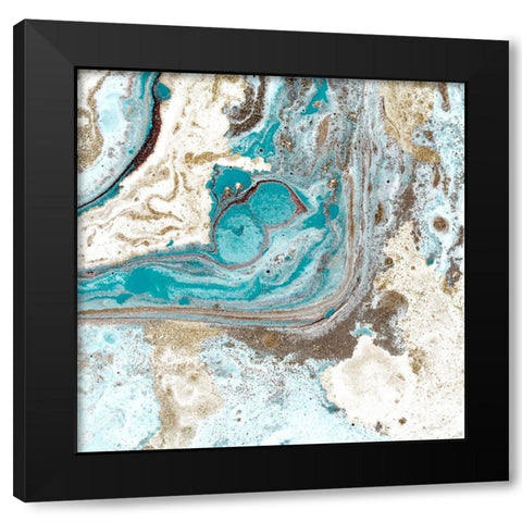 Turquoise 1 Black Modern Wood Framed Art Print with Double Matting by Kimberly, Allen