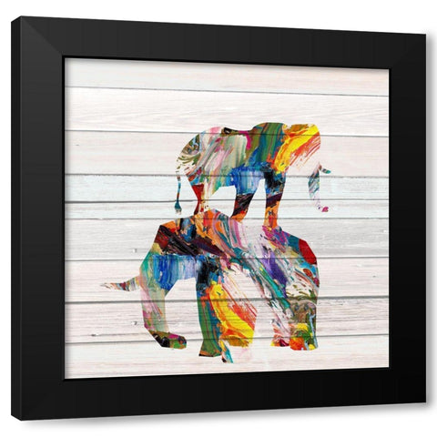 Elephant Duo Black Modern Wood Framed Art Print with Double Matting by Allen, Kimberly
