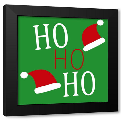 HO HO HO Hats Black Modern Wood Framed Art Print by Allen, Kimberly