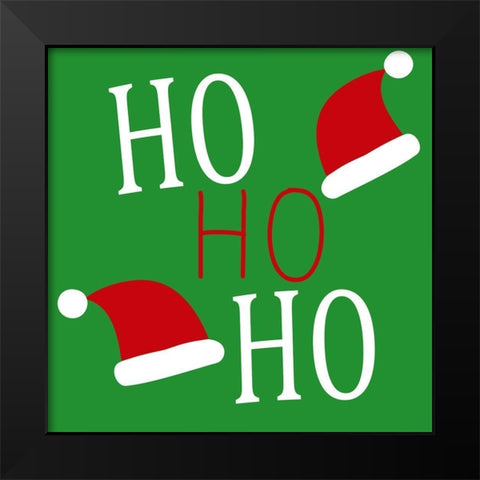 HO HO HO Hats Black Modern Wood Framed Art Print by Allen, Kimberly