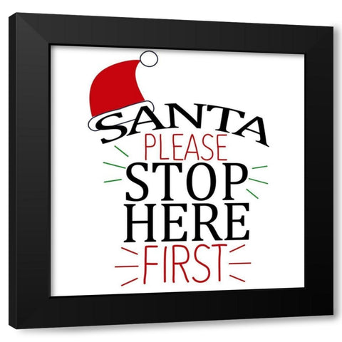Santa Please Square Black Modern Wood Framed Art Print by Allen, Kimberly