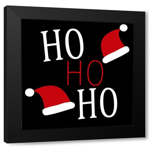 HO HO HO Black Modern Wood Framed Art Print with Double Matting by Allen, Kimberly