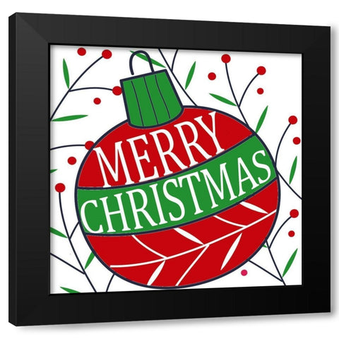 Merry Christmas Ornament Black Modern Wood Framed Art Print by Allen, Kimberly