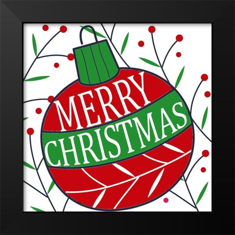 Merry Christmas Ornament Black Modern Wood Framed Art Print by Allen, Kimberly