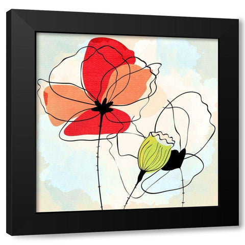 Poppy Square 1 Black Modern Wood Framed Art Print by Allen, Kimberly