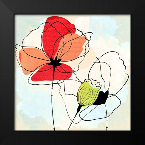 Poppy Square 1 Black Modern Wood Framed Art Print by Allen, Kimberly