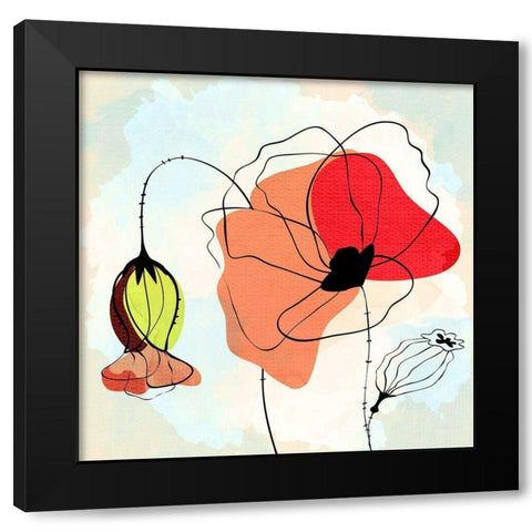 Poppy Square 2 Black Modern Wood Framed Art Print by Allen, Kimberly
