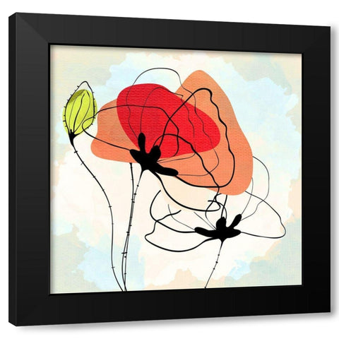 Poppy Square 3 Black Modern Wood Framed Art Print with Double Matting by Allen, Kimberly