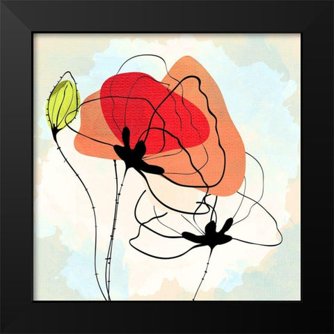 Poppy Square 3 Black Modern Wood Framed Art Print by Allen, Kimberly