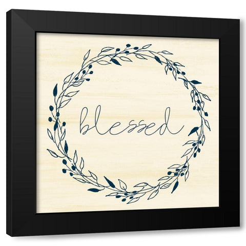 Blessed Square Wreath Black Modern Wood Framed Art Print by Allen, Kimberly