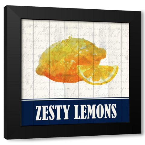 Zesty Lemon Black Modern Wood Framed Art Print by Allen, Kimberly