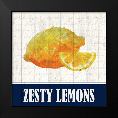 Zesty Lemon Black Modern Wood Framed Art Print by Allen, Kimberly