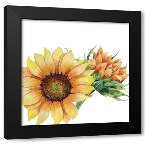 Sunflower Postcard 1 v2 Black Modern Wood Framed Art Print with Double Matting by Allen, Kimberly