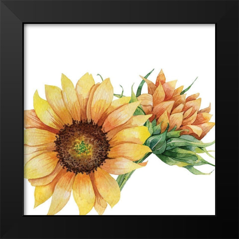 Sunflower Postcard 1 v2 Black Modern Wood Framed Art Print by Allen, Kimberly
