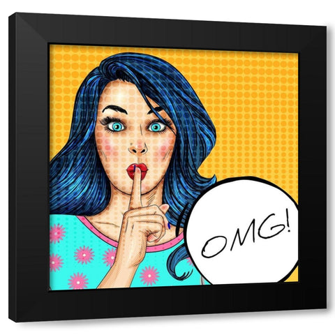 OMG Girl Black Modern Wood Framed Art Print by Allen, Kimberly