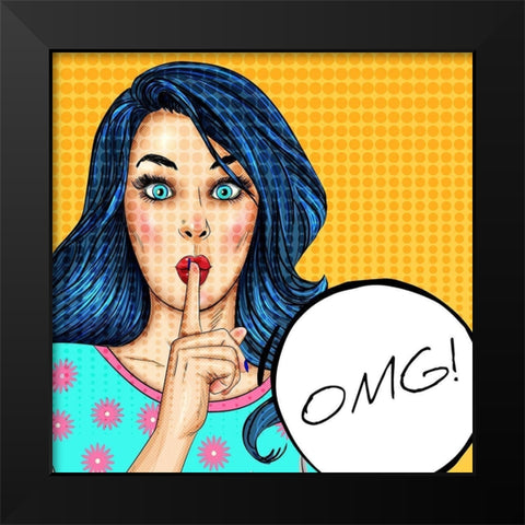 OMG Girl Black Modern Wood Framed Art Print by Allen, Kimberly