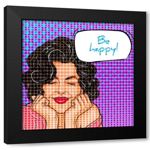 Be Happy Black Modern Wood Framed Art Print with Double Matting by Allen, Kimberly
