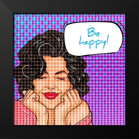 Be Happy Black Modern Wood Framed Art Print by Allen, Kimberly